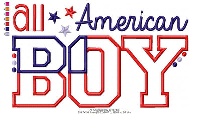 All American Boy - Appliqué – Machine Embroidery Design
