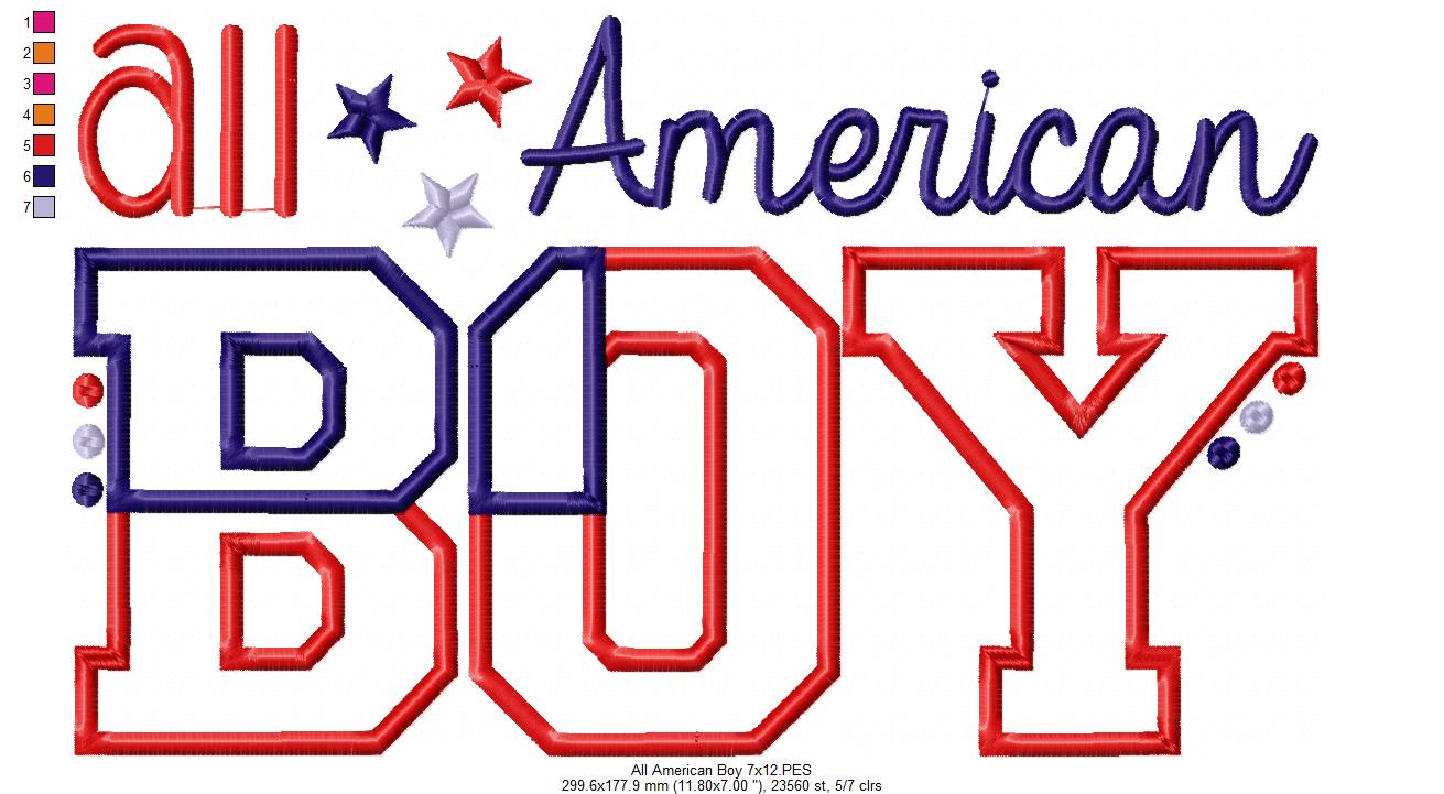 All American Boy - Appliqué – Machine Embroidery Design