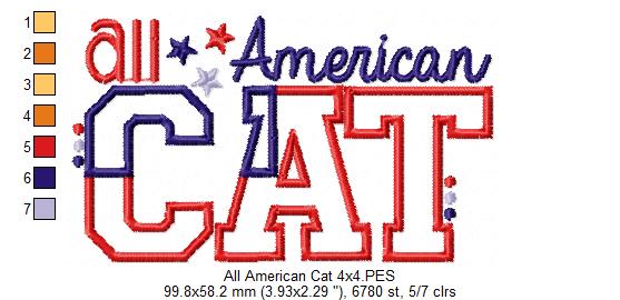 All American Cat - Applique