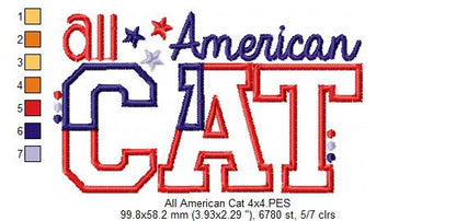 All American Dog & Cat – Appliqué – Machine Embroidery Design