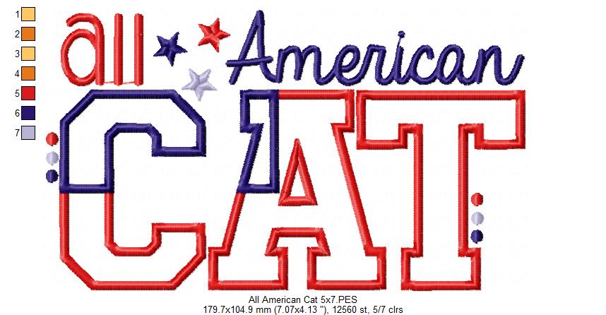 All American Cat - Applique