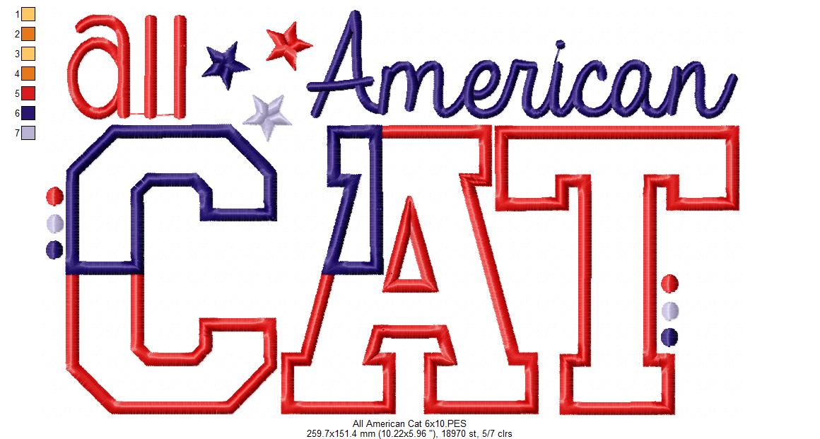 All American Dog & Cat – Appliqué – Machine Embroidery Design