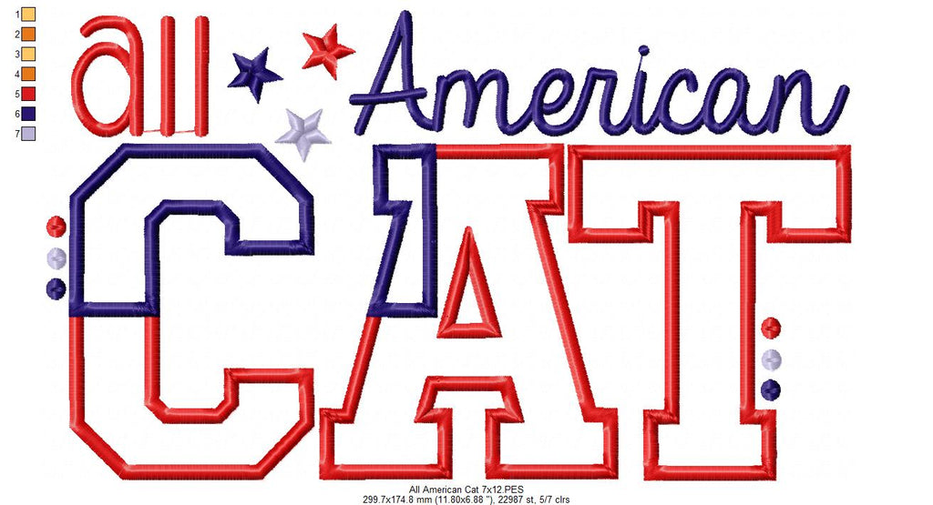 All American Cat and Dog - Set of 2 designs - Applique