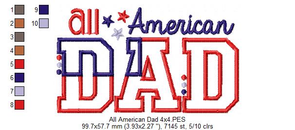 All American Mom and Dad - Set of 2 designs - Applique