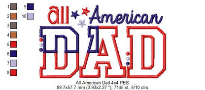 All American Mom and Dad - Set of 2 designs - Applique