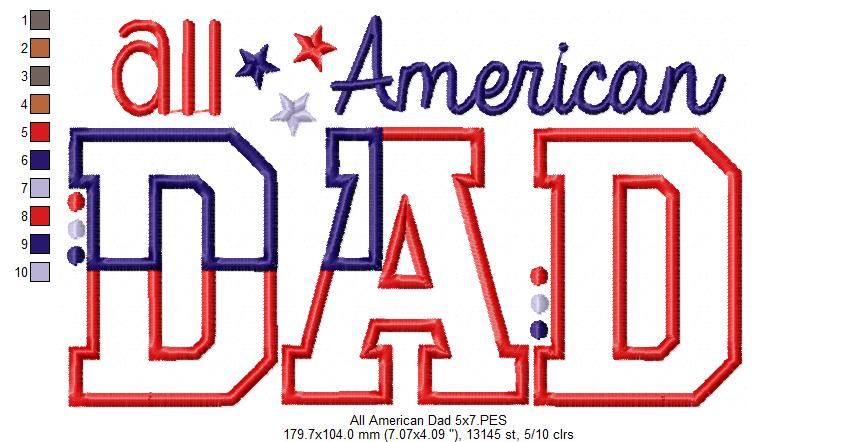 All American Mom and Dad - Set of 2 designs - Applique