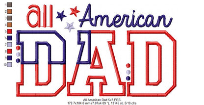 All American Mom and Dad - Set of 2 designs - Applique