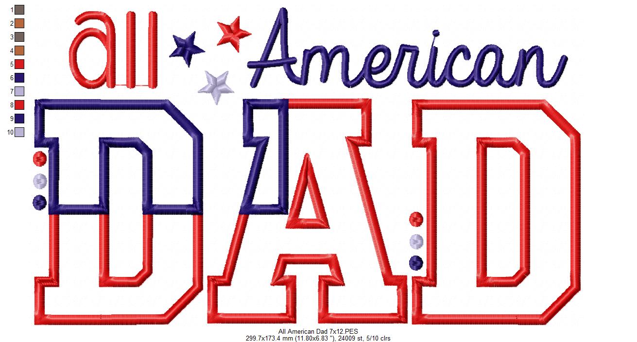 All American Mom and Dad - Set of 2 designs - Applique