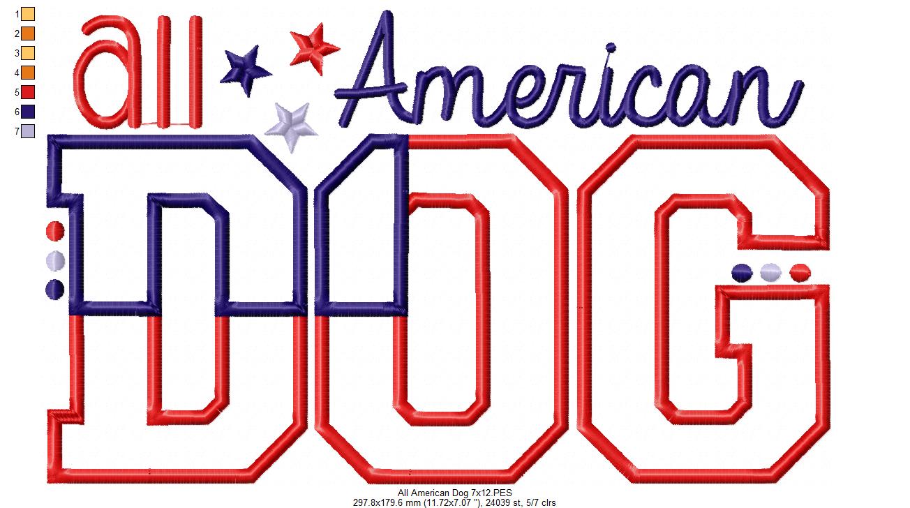 All American Dog & Cat – Appliqué – Machine Embroidery Design