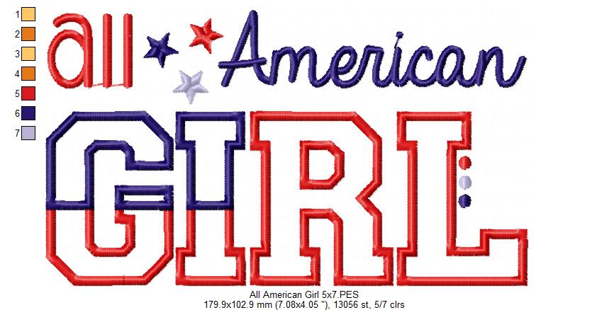 All American Family Set – Appliqué – Machine Embroidery Design