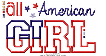 All American Girl – Appliqué – Machine Embroidery Design