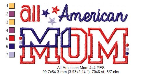 All American Mom and Dad - Set of 2 designs - Applique