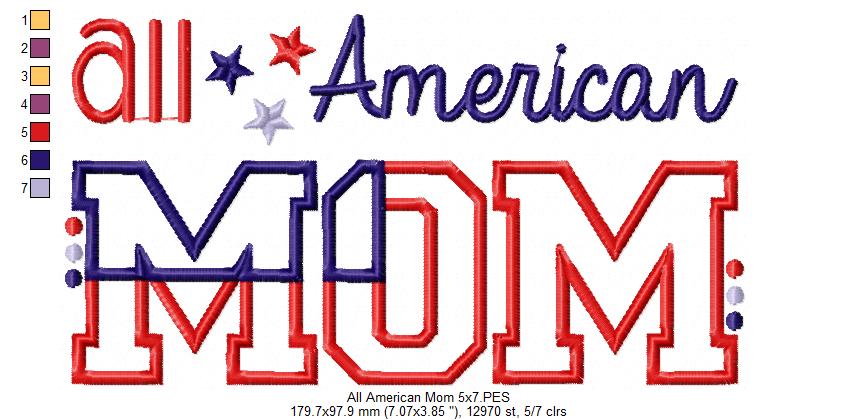 All American Mom and Dad - Set of 2 designs - Applique