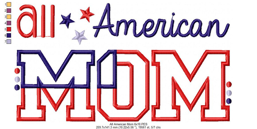 All American Mom and Dad - Set of 2 designs - Applique