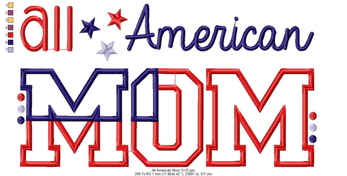 All American Family Set – Appliqué – Machine Embroidery Design