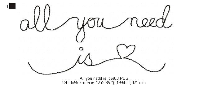 All you need is love - Valentine's - Machine Embroidery Design