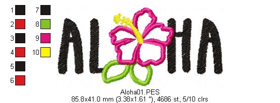Aloha - Applique - Machine Embroidery Design