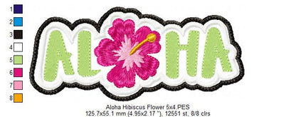 Aloha Hibiscus Flower - Applique