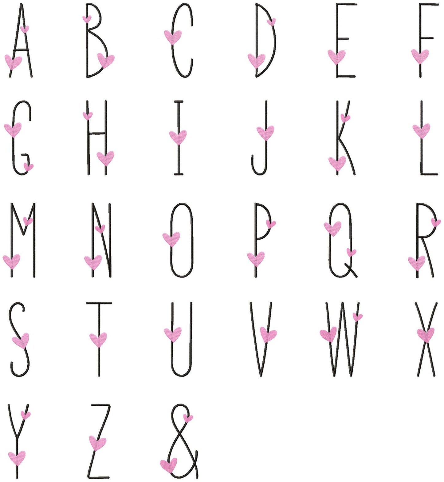 Wedding Alphabet and Frames - Fill Stitch