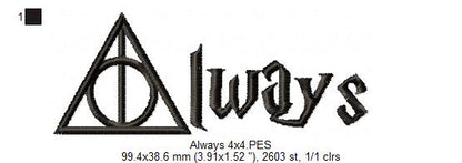 Always - Fill Stitch - Machine Embroidery Design