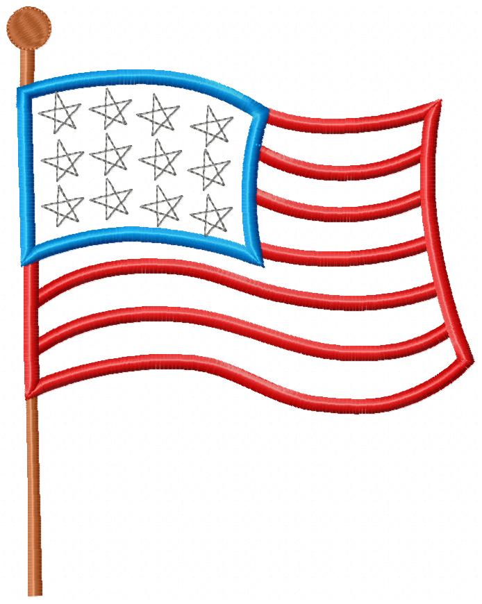 American USA  Flag - Fill Stitch