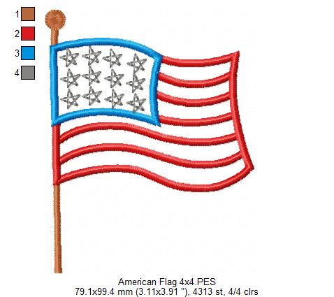 American USA  Flag - Fill Stitch