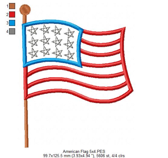 American USA  Flag - Fill Stitch