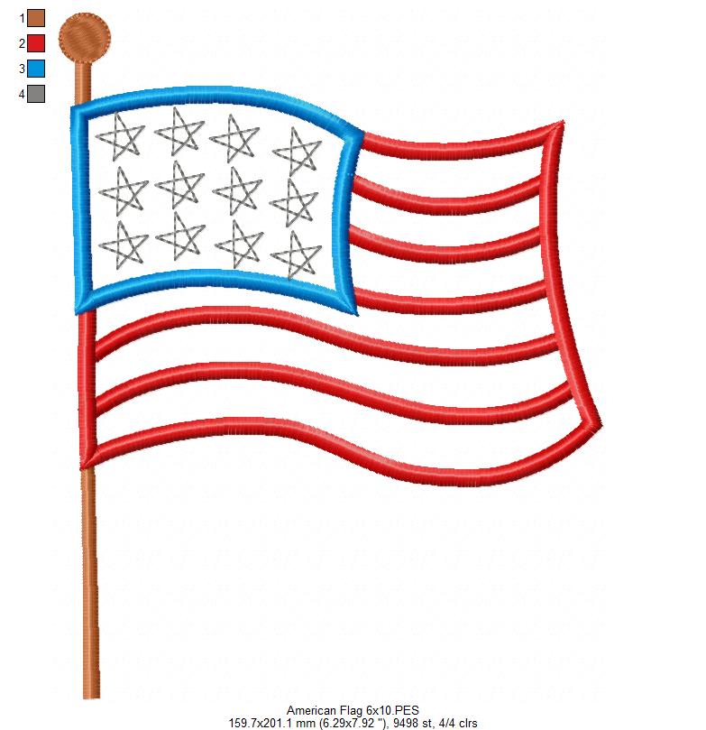 American USA  Flag - Fill Stitch