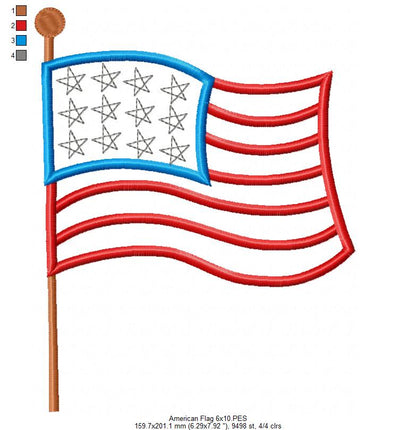 American USA  Flag - Fill Stitch