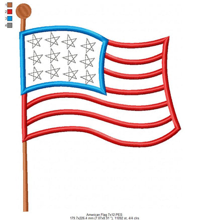 American USA  Flag - Fill Stitch