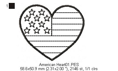 American Heart - Redwork