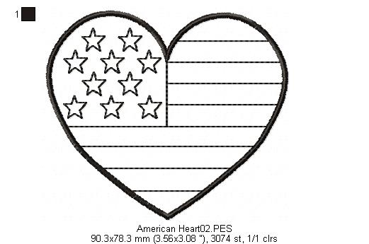American Heart - Redwork