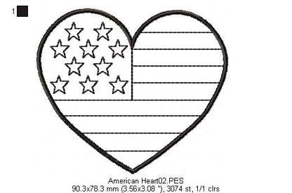 American Heart - Redwork