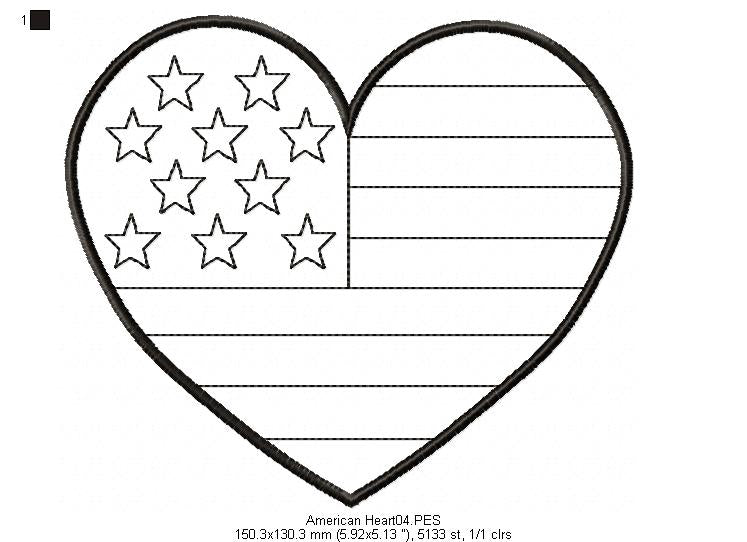 American Heart - Redwork