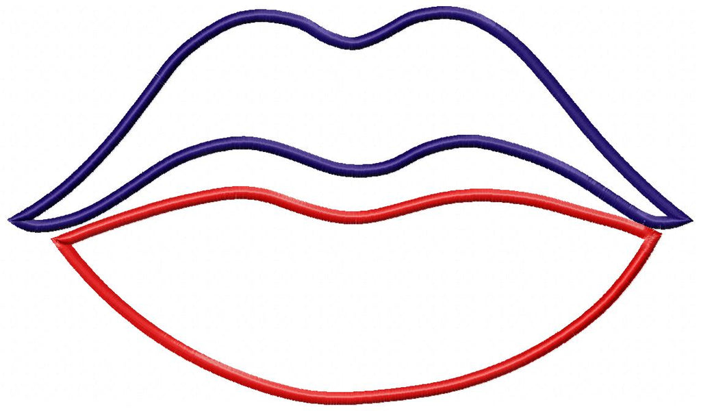 4th of July Lips American Kiss - Applique - Machine Embroidery Design