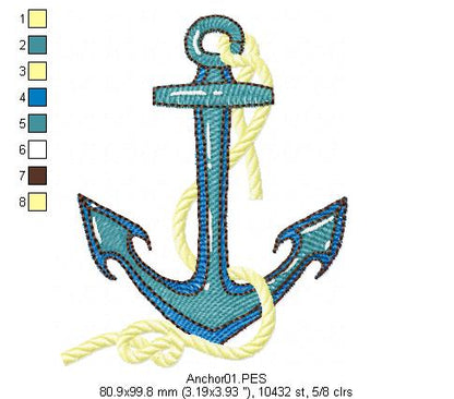 Anchor - Fill Stitch - Machine Embroidery Design