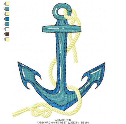 Nautic Pack with 4 designs - Fill Stitch - Machine Embroidery Design