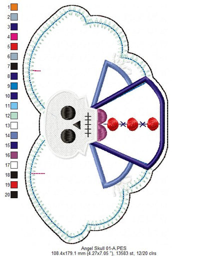 Skull Angel Door Ornament - ITH Project - Machine Embroidery Design