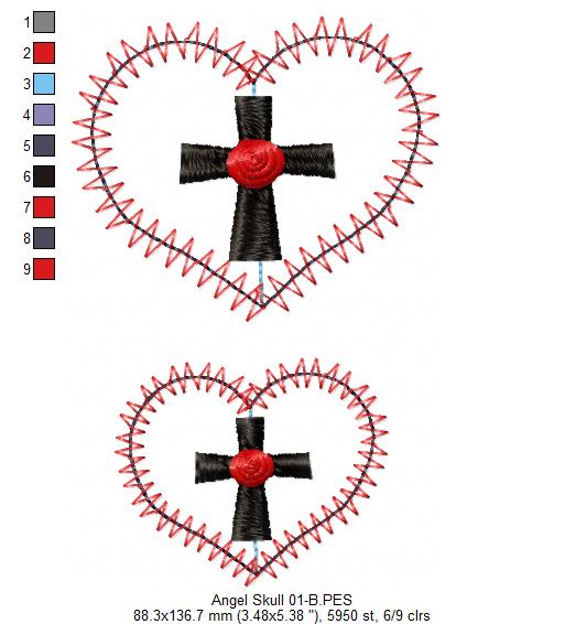 Skull Angel Door Ornament - ITH Project - Machine Embroidery Design