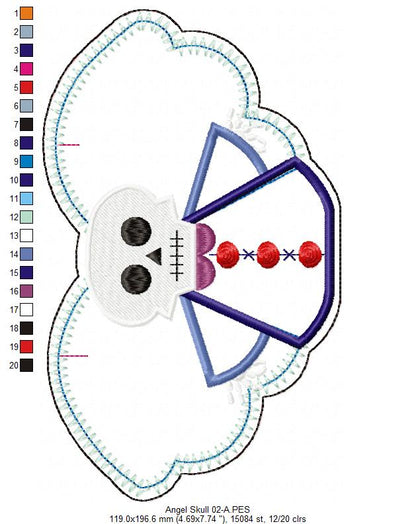 Skull Angel Door Ornament - ITH Project - Machine Embroidery Design