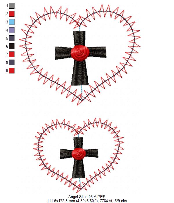 Skull Angel Door Ornament - ITH Project - Machine Embroidery Design