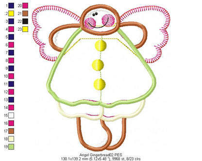 Country Angel Gingerbread  - Applique - Machine Embroidery Design