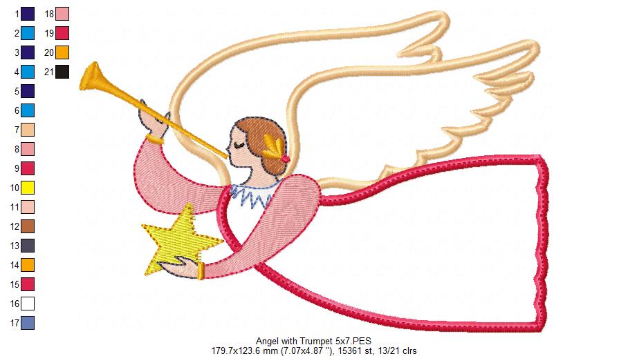 Christmas Angel with Trumpet - Applique