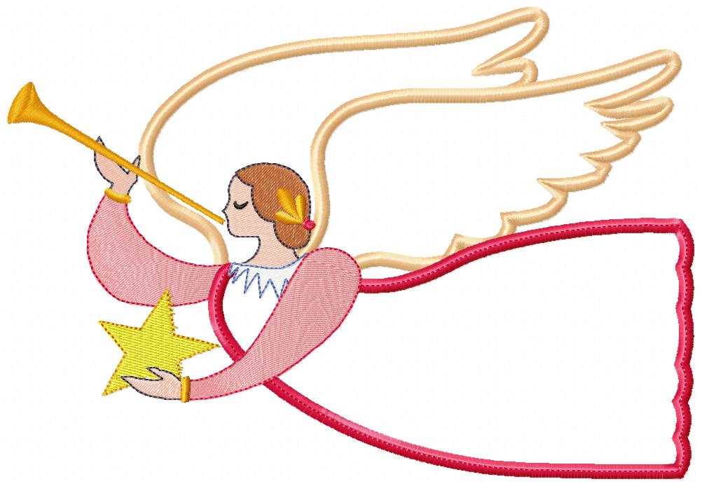 Christmas Angel with Trumpet - Applique Embroidery