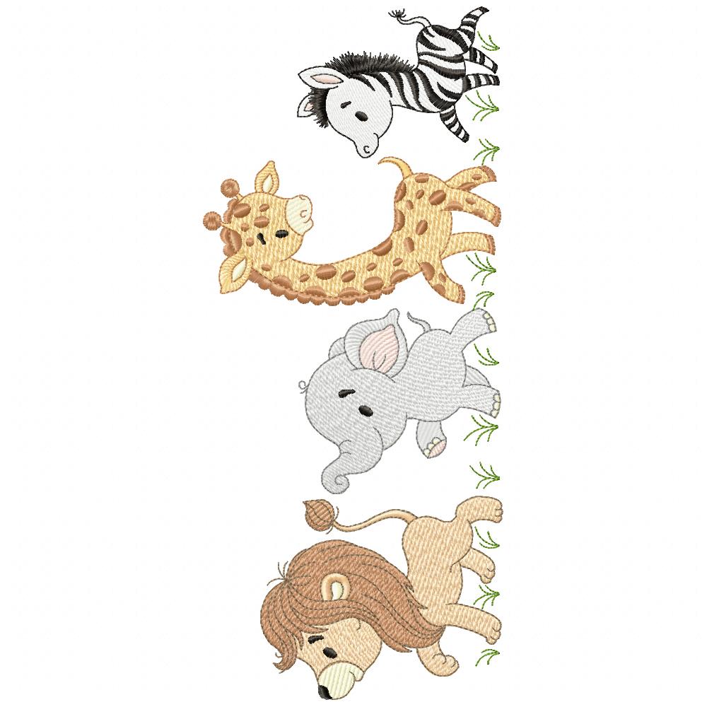 Animals Safari Lion, Elephant, Giraffe and Zebra - Rippled Stitch