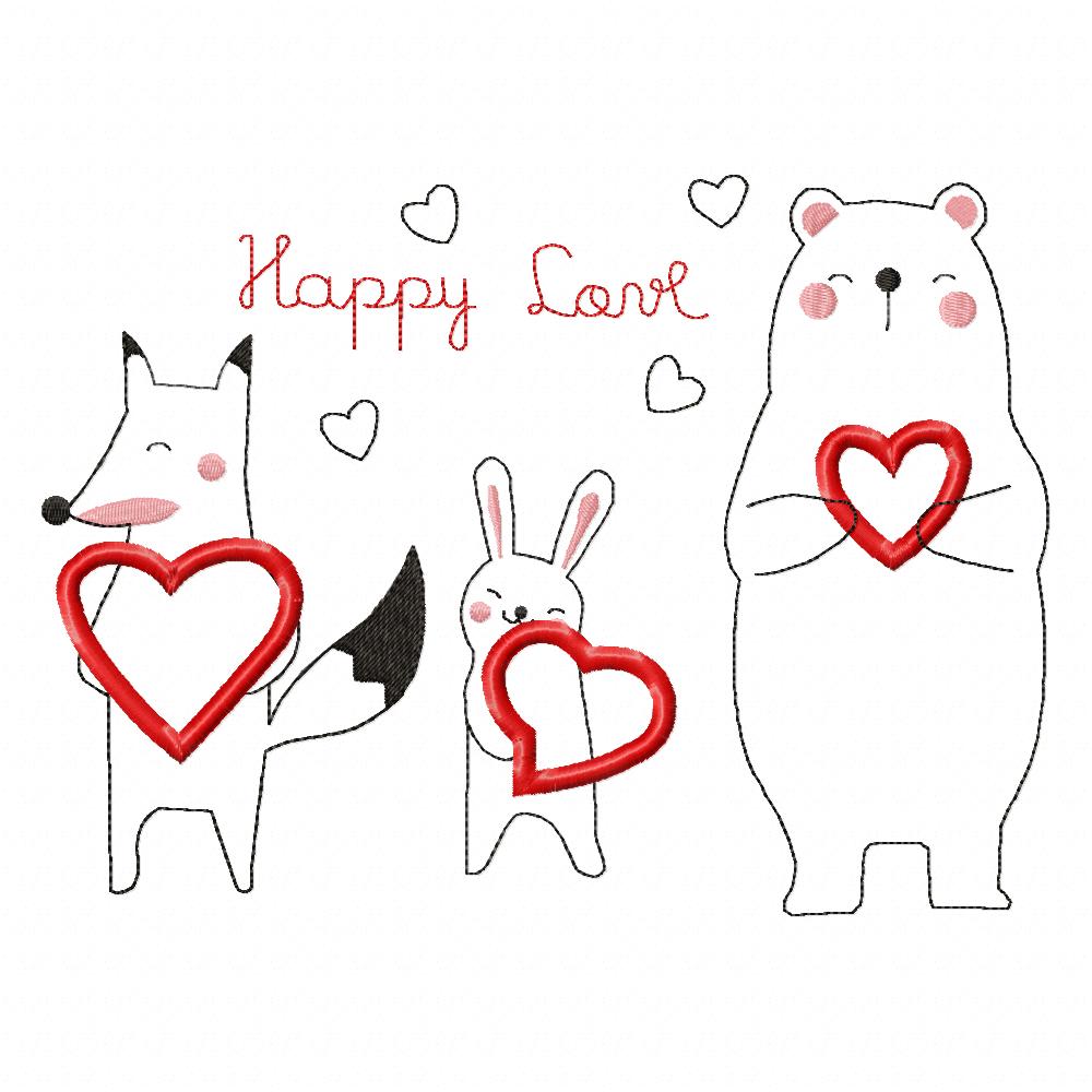 Happy Love Animal Friends - Appliqué – Machine Embroidery Design