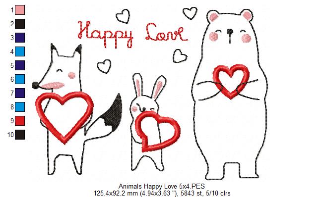 Happy Love Animal Friends - Appliqué – Machine Embroidery Design