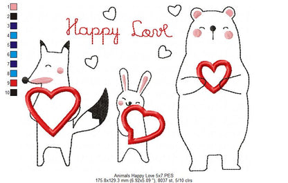 Happy Love Animal Friends - Appliqué – Machine Embroidery Design