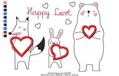 Happy Love Animal Friends - Appliqué – Machine Embroidery Design
