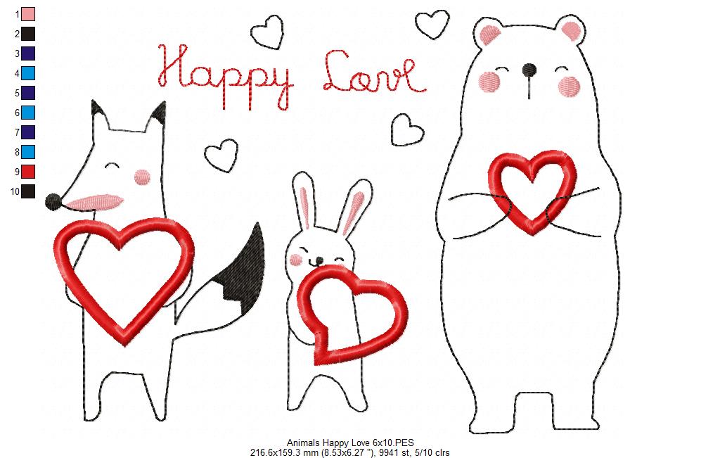 Happy Love Animal Friends - Appliqué – Machine Embroidery Design